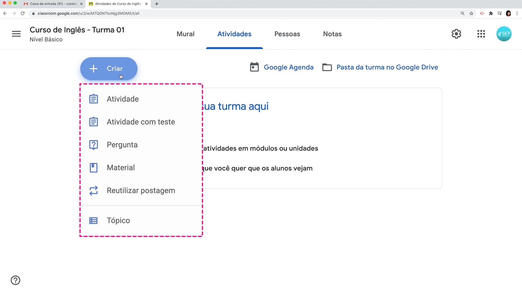 como criar atividades no google sala de aula